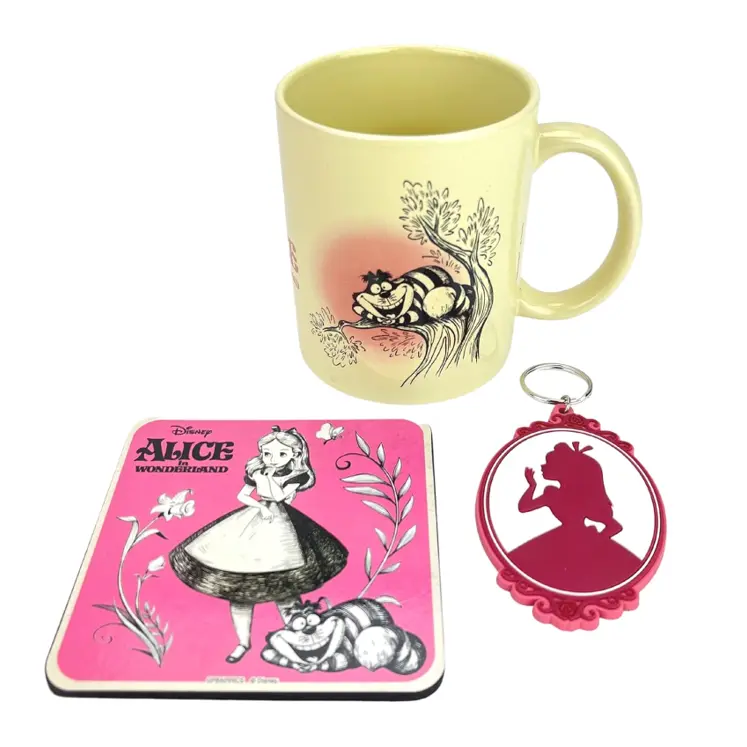 Alice Im Wunderland (Vintage) Geschenkset Tasse Untersetzter Schlüsselanhänger Disney