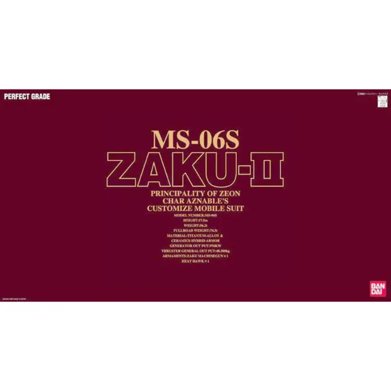 Bandai PG Zaku II MS-06S Gundam Mobile Suit Gundam (1/60)