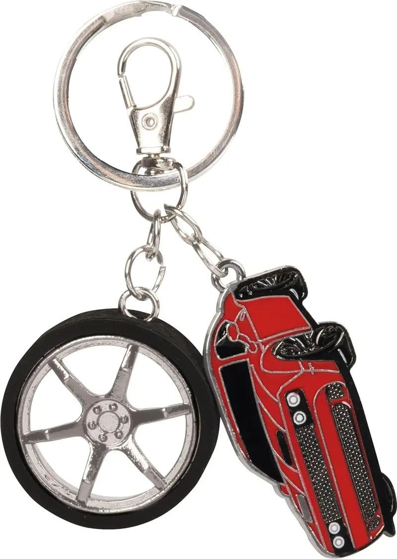 BRUNNEN Schlüsselanhänger Fast Wheels rot/schwarz Karabiner