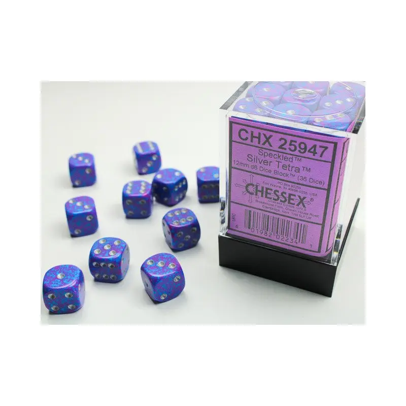 Chessex - 36er Box Würfel - Speckled Silver Tetra 12mm D6 Dice Block (36 dice)