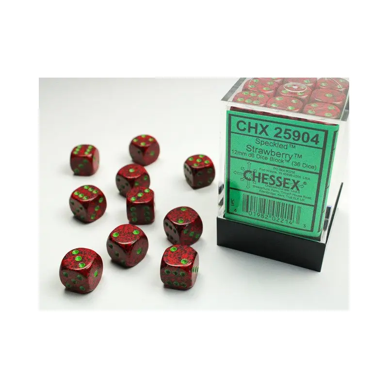 Chessex - 36er Box Würfel - Speckled Strawberry  12mm D6 Dice Block (36 dice)