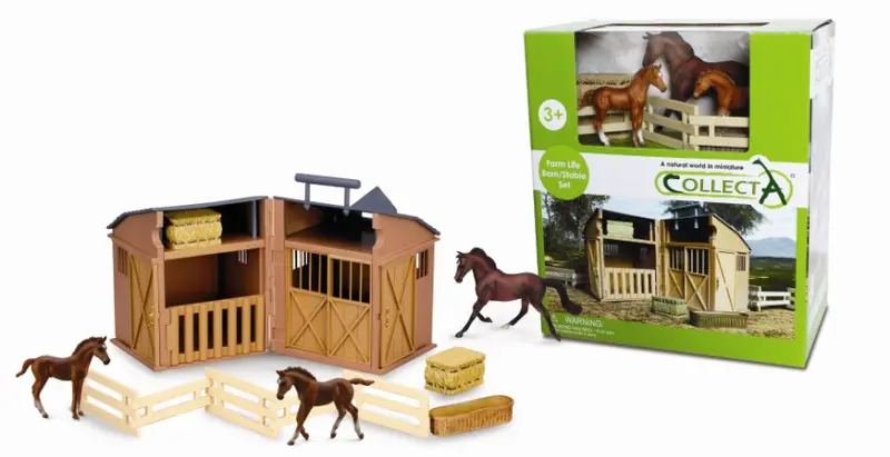 CollectA - 89695 - 7 ST PFERDE-LEBEN UND ZUBEHÖR SET WINDOW BOX