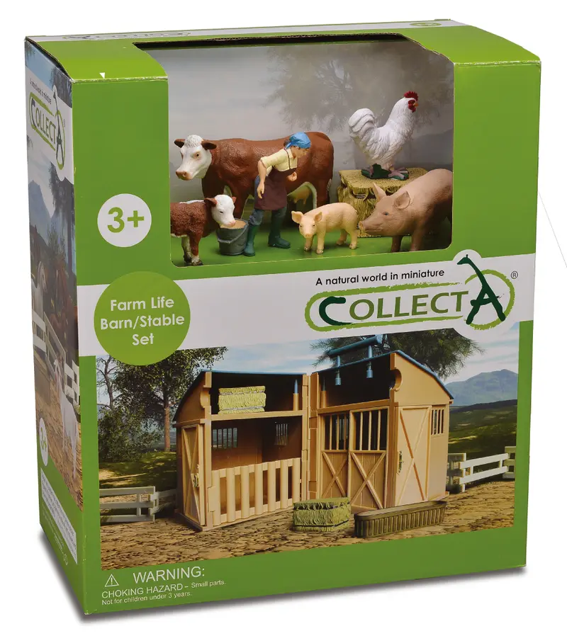 CollectA - 89882 - * 9 ST BAUERNHOF-LEBEN TIERE UND ZUBEHÖR SET WINDOW BOX