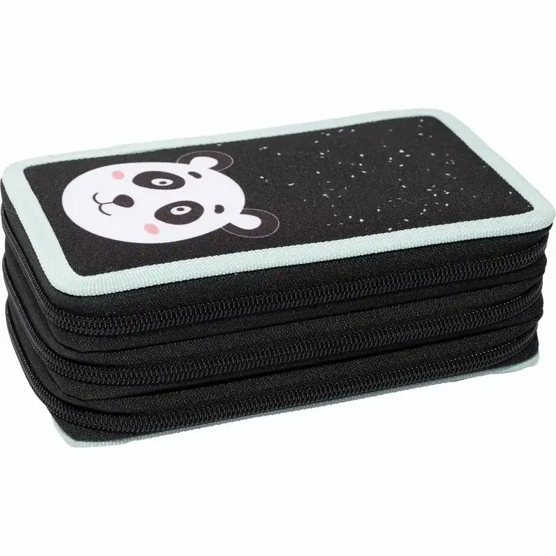 EBERHARD FABER Schüleretui Triple Decker Panda gefüllt schwarz/weiß 36 Teile