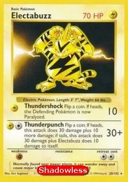 Electabuzz BS-20 Rare (Shadowless) Englisch