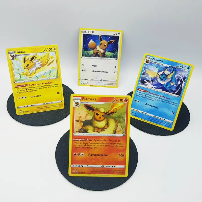 Evoli 130/185 Blitza 047/185 Aquana 030/185 Flamara 26/185 - Schwert & Schild - Farbenschock 2020 - DE - Pokemon