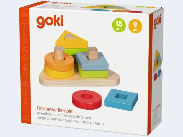 goki Sortierspiel Steckspiel Holz 9T 14x12cm