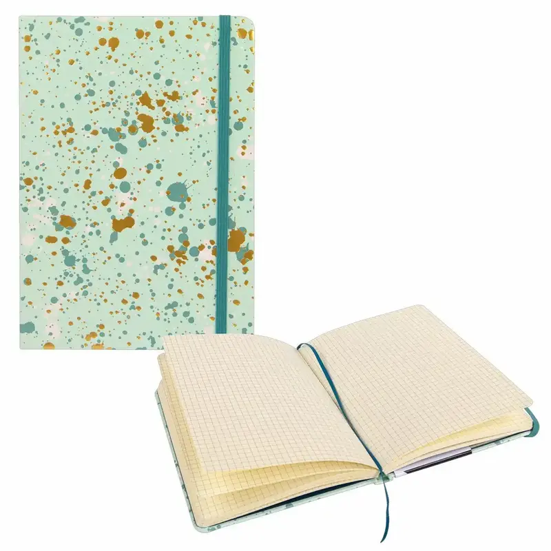 Idena Notizbuch Sparkle Premium kariert mint 14x20cm - Hochwertiges Schreibbuch