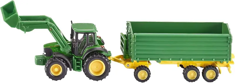 John Deere Traktor mit Frontlader und Anhänger - SIKU 1