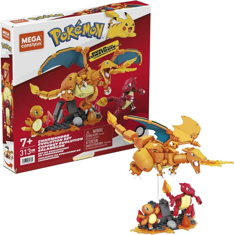 MEGA CONSTRUX Pokémon Glurak Bauset - 313 Teile Konstruktionsspielzeug ab 7 Jahren