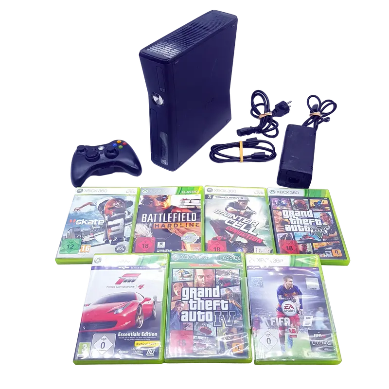 Microsoft Xbox 360 Konsole (250GB) + Zubehör + 7 Spiele - gebraucht
