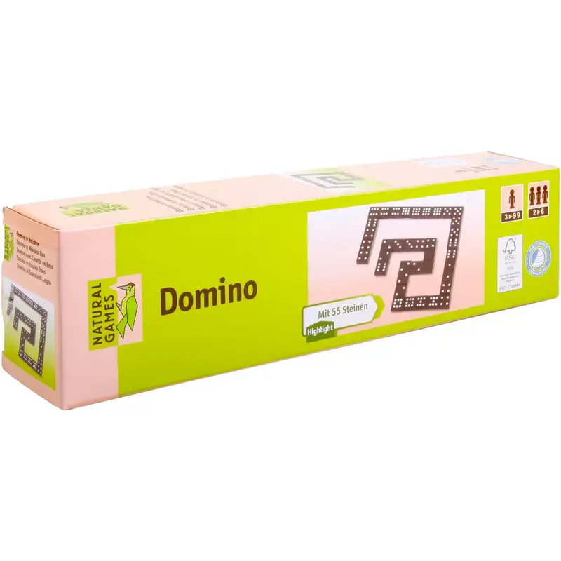 Natural Games Premium Domino Set - 55 Holzsteine in edler Holzbox