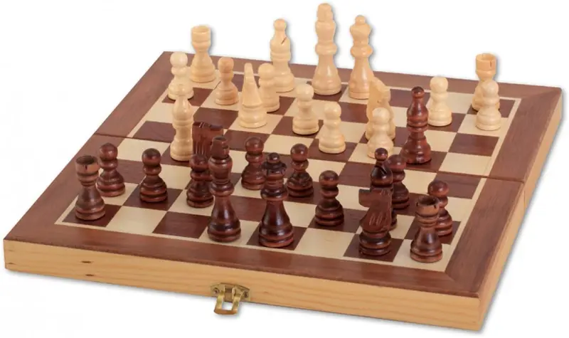 Natural Games Schachkassette dunkel 29x29cm - Hochwertiges Schachspiel