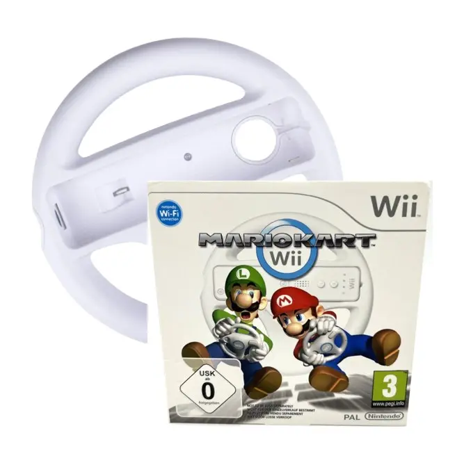 Nintendo Wii - Mariokart Mario Kart + Lenkrad - gebraucht