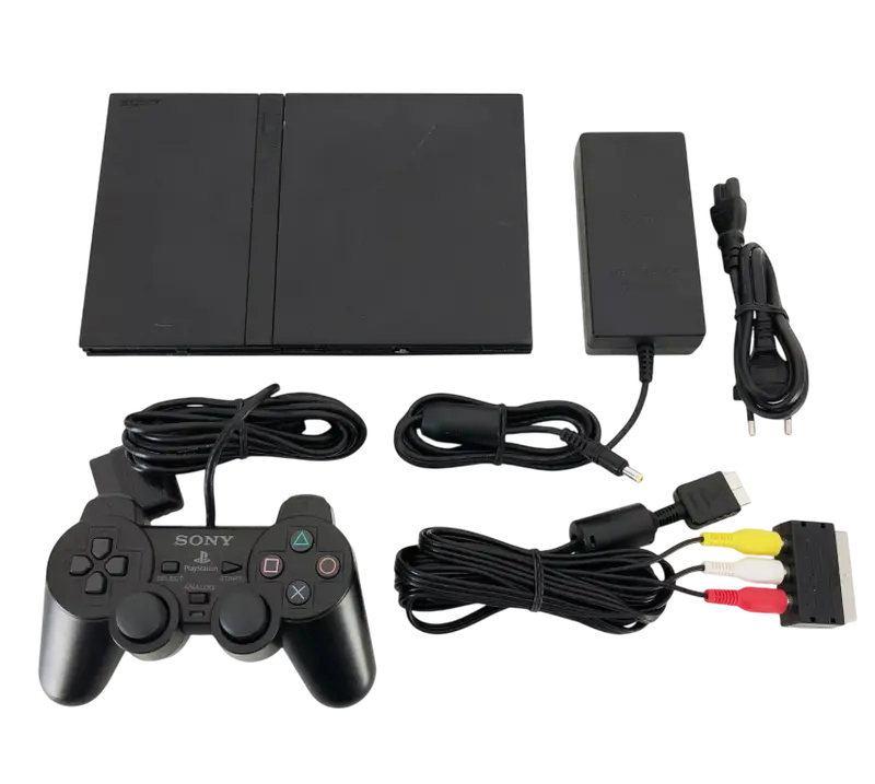 Original Sony Playstation 2 PS2 Slim Konsole schwarz + Controller