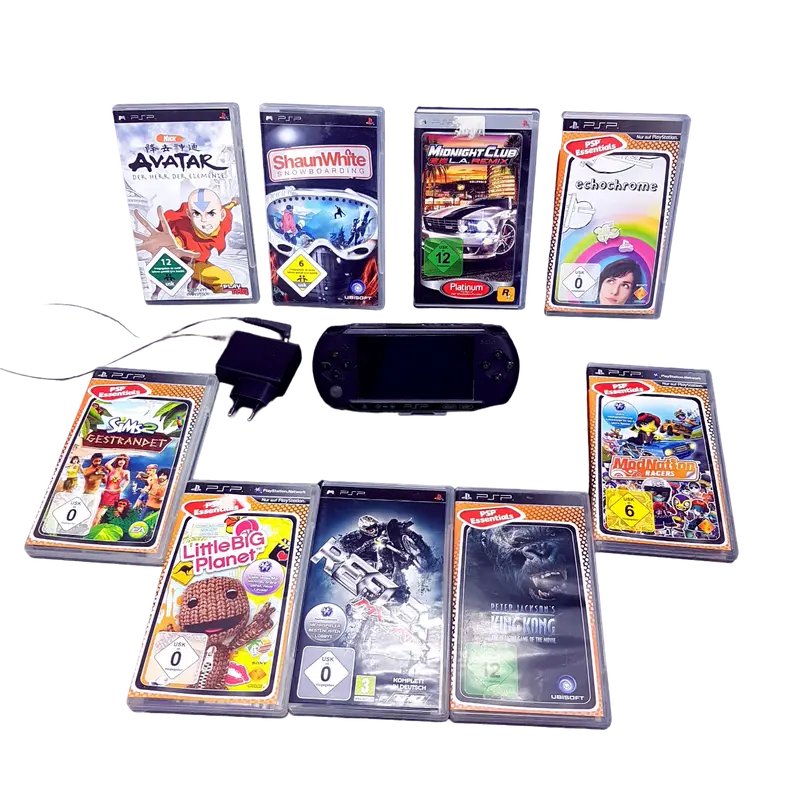 Original Sony Playstation Portable PSP E1004 Konsole + 9 Spiele (gebraucht)