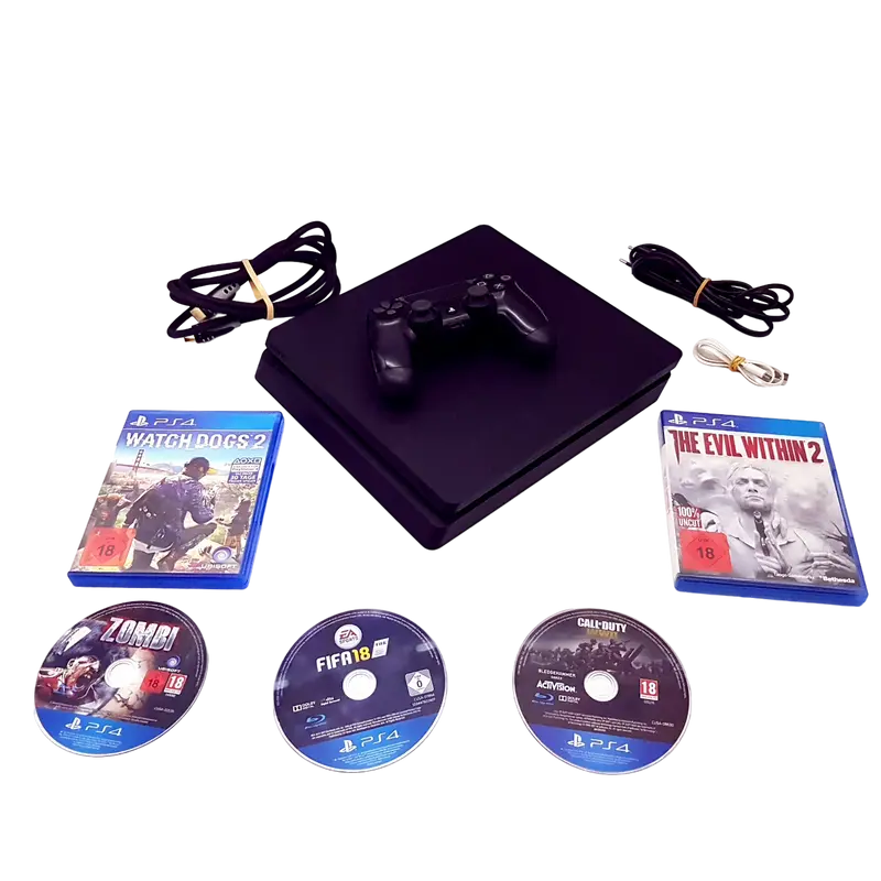 Playstation 4 PS4 Slim Konsole (500GB) + 5 Spiele / gebraucht