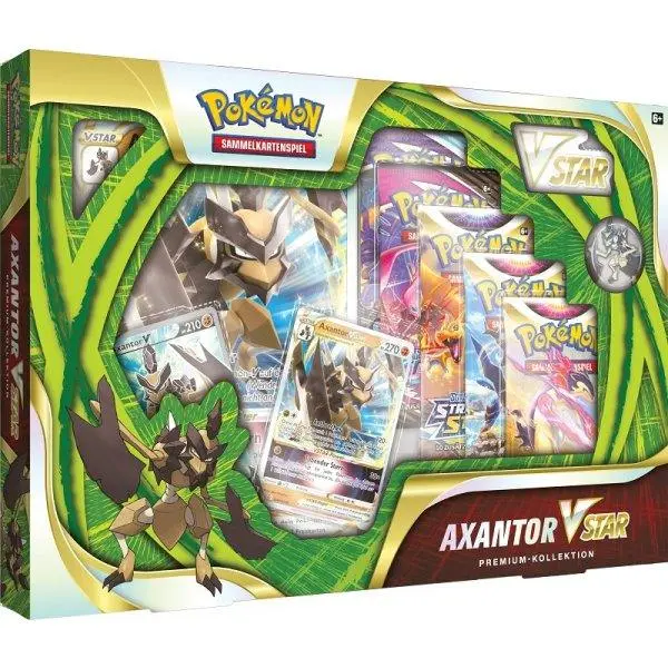 Pokémon Axantor VStar Premium Kollektion - Deutsches Sammelkartenspiel - 5 Booster Packs