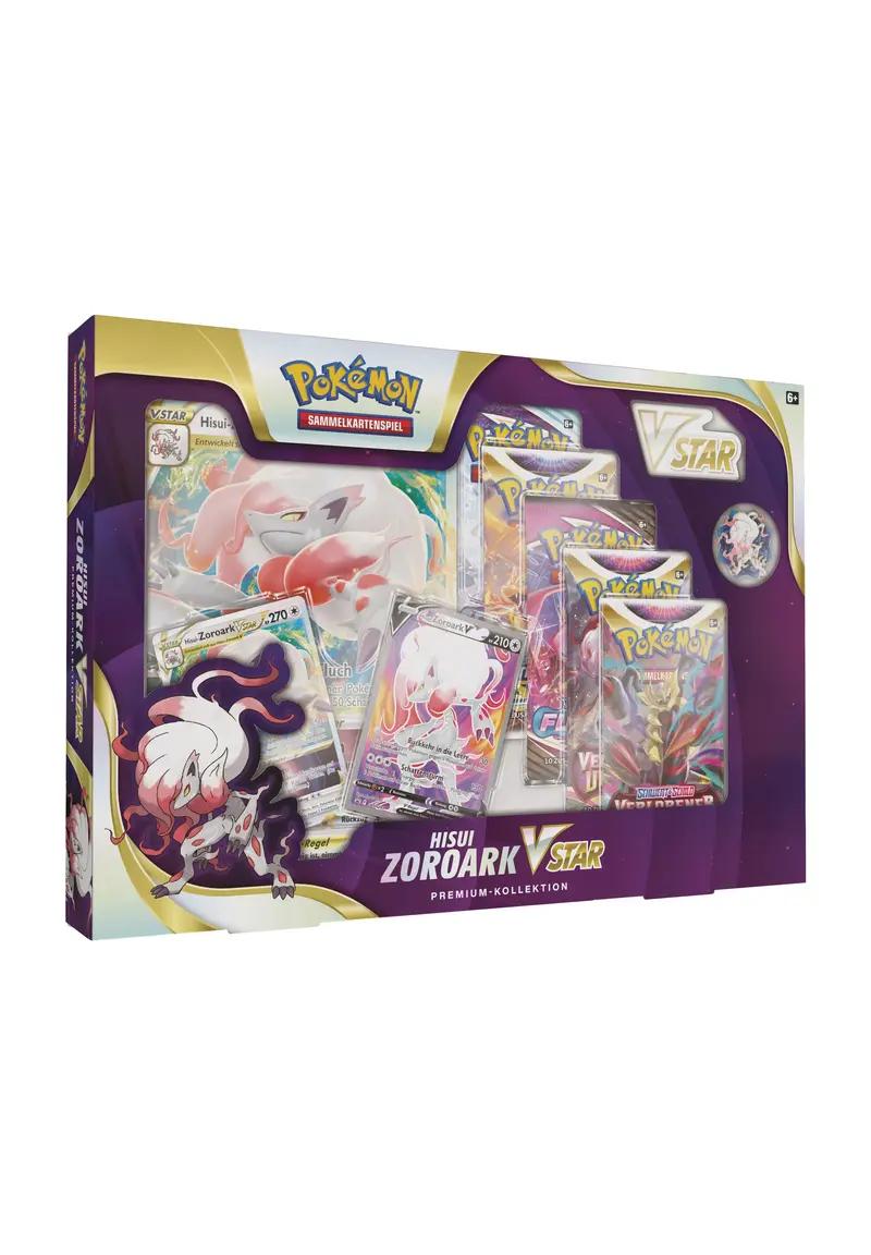 Pokemon Hisui-Zoroark VStar Premium Kollektion (deutsch) - Deutsches Sammelkartenspiel - 5 Booster Packs