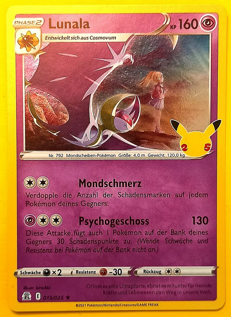 Pokemon Karte 25th Jubiläum HOLO RARE - Lunala E15/25
