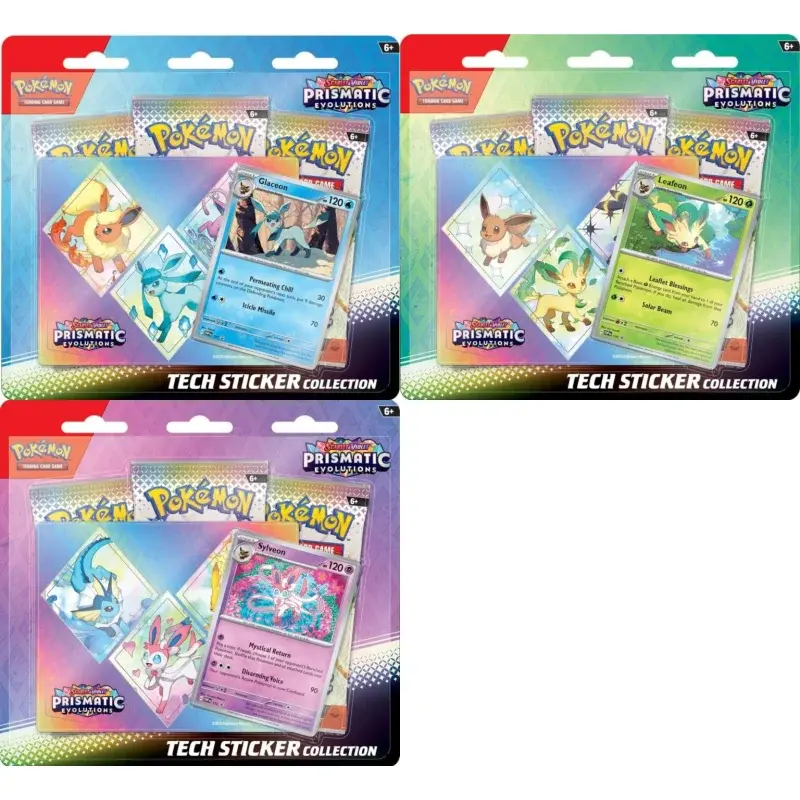 Pokémon Prismatic Evolutions Tech Sticker Collection (EN) – Promo + 3 Booster