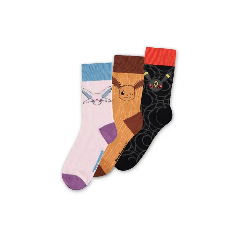 Pokémon Socken 3er-Pack – Evoli Evolution 2.0 (Nachtara, Evoli & Psiana) | Offiziell lizenziert
