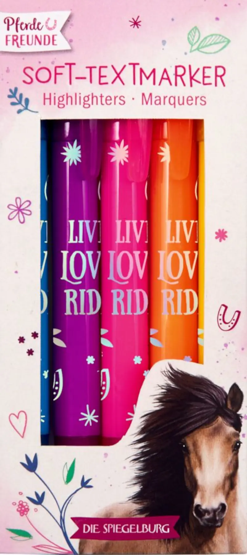 Soft-Textmarker Pferdefreunde – Die Spiegelburg, 5er-Set