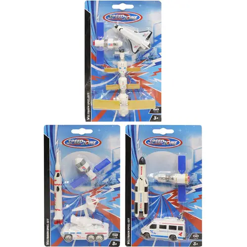 Speedzone Weltraum Spiel-Set - 3 Raumfahrzeuge mit Freilauf
