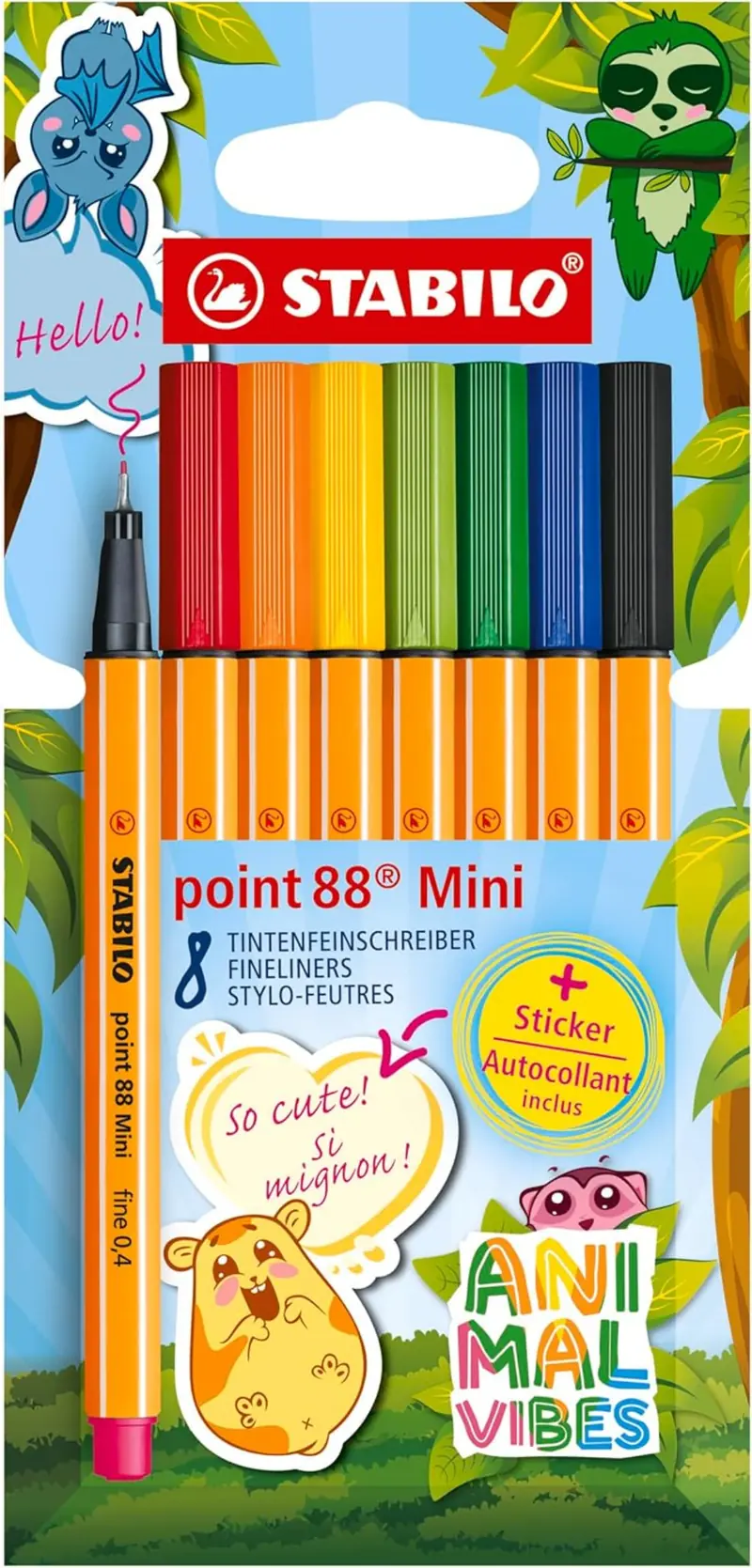 STABILO point 88 Mini Animal Vibes Fineliner 8er Set