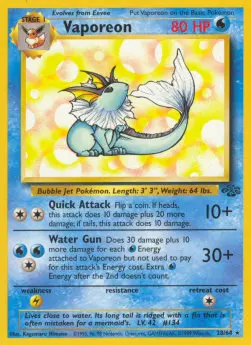 Vaporeon JU-28 Rare Excellent Englisch